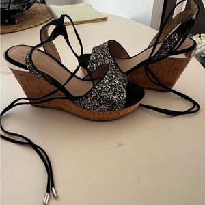 Guess Eddina sandals sparkly women’s shoes with ankle ties size 6 M
